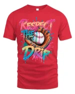 Respect The Drip Baseball Graphic Tshirt Bold Street Sports Style - red t-shirt on white background