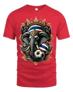 Thailand Elephant Soccer Graphic Tshirt With Royal Power Art Style - red t-shirt on white background