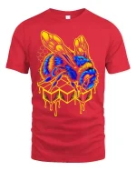 Neon Honey Bee Graphic Tshirt With Dripping Honey Street Art - red t-shirt on white background