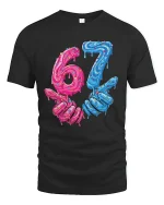 Funny 67 Donut Style T Shirt With Dripping Candy Art Design - black t-shirt on white background