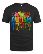 Always Unique Totally Awesome Autism Colorful Graphic T Shirt - black t-shirt on white background
