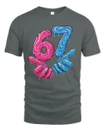 Funny 67 Donut Style T Shirt With Dripping Candy Art Design - gray t-shirt on white background