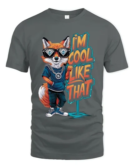 Im Cool Like That Fox T Shirt With Funny Street Style Art - gray t-shirt on white background
