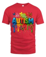 Always Unique Totally Awesome Autism Colorful Graphic T Shirt - red t-shirt on white background