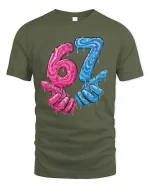 Funny 67 Donut Style T Shirt With Dripping Candy Art Design - military green t-shirt on white background