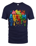 Always Unique Totally Awesome Autism Colorful Graphic T Shirt - navy t-shirt on white background