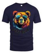 Papa Bear T Shirt With Cool Sunglasses And Colorful Art Style - navy t-shirt on white background