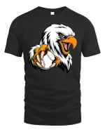American Eagle Baseball Claw Power Tee for Players Fans - black t-shirt on white background