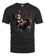 Creepy Evil Santa Clown Christmas T-Shirt for Horror Lovers - black t-shirt on white background