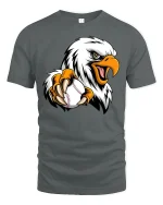 American Eagle Baseball Claw Power Tee for Players Fans - gray t-shirt on white background