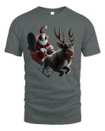 Creepy Evil Santa Clown Christmas T-Shirt for Horror Lovers - gray t-shirt on white background