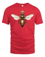 Royal Queen Bee Crown Graphic T-Shirt for Nature Lovers - red t-shirt on white background