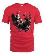 Creepy Evil Santa Clown Christmas T-Shirt for Horror Lovers - red t-shirt on white background
