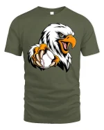 American Eagle Baseball Claw Power Tee for Players Fans - military green t-shirt on white background