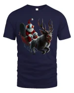 Creepy Evil Santa Clown Christmas T-Shirt for Horror Lovers - navy t-shirt on white background