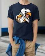 American Eagle Baseball Claw Power Tee for Players Fans - model wearing navy tee with hands in pockets