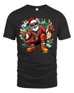 Cool Santa Party Vibes Christmas Tee with Fun Holiday Style - black t-shirt on white background