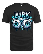 Funny Lurk Eyeball Graphic T-Shirt for Playful Street Style - black t-shirt on white background