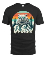 Cool Bear Do Better Tee with Retro Sunset and Motivational Style - black t-shirt on white background