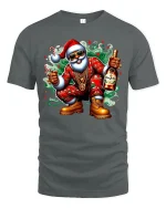Cool Santa Party Vibes Christmas Tee with Fun Holiday Style - gray t-shirt on white background