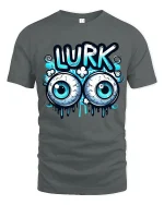 Funny Lurk Eyeball Graphic T-Shirt for Playful Street Style - gray t-shirt on white background