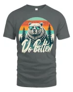 Cool Bear Do Better Tee with Retro Sunset and Motivational Style - gray t-shirt on white background