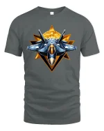 Fighter Jet Star Emblem T-Shirt for Aviation Lovers - gray t-shirt on white background