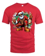 Cool Santa Party Vibes Christmas Tee with Fun Holiday Style - red t-shirt on white background
