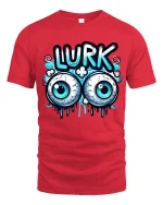 Funny Lurk Eyeball Graphic T-Shirt for Playful Street Style - red t-shirt on white background