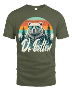 Cool Bear Do Better Tee with Retro Sunset and Motivational Style - military green t-shirt on white background