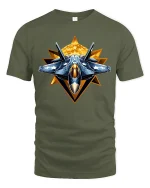 Fighter Jet Star Emblem T-Shirt for Aviation Lovers - military green t-shirt on white background