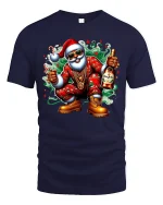Cool Santa Party Vibes Christmas Tee with Fun Holiday Style - navy t-shirt on white background