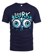 Funny Lurk Eyeball Graphic T-Shirt for Playful Street Style - navy t-shirt on white background