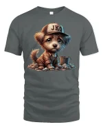 Sad Puppy Tee with Emotional Cute Dog Artwork and Soft Style - gray t-shirt on white background