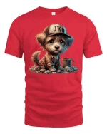 Sad Puppy Tee with Emotional Cute Dog Artwork and Soft Style - red t-shirt on white background