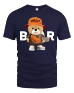 Cool Skater Bear Tee with Streetwear Style and Cute Bear Graphic - navy t-shirt on white background