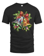 Candy Cane W Christmas Tee Festive Holiday Letter Tshirt - black t-shirt on white background