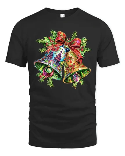 Candy Cane W Christmas Tee Festive Holiday Letter Tshirt - black t-shirt on white background