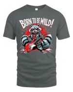 Cute Fluffy Puppy Graphic Tee Adorable Happy Dog Tshirt - gray t-shirt on white background