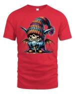 Cute Christmas Bear Holding Pillow Happy Christmas Tee - red t-shirt on white background