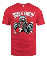 Cute Fluffy Puppy Graphic Tee Adorable Happy Dog Tshirt - red t-shirt on white background