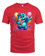 Neon Splash Gaming Controller Art Tee - red t-shirt on white background