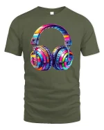 Cute Fruit Bear Harvest Graphic Tee Design - military green t-shirt on white background