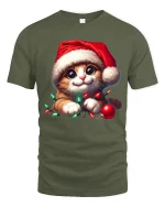 Dripping Blue Hands Up Graphic Tee Street Style Vibes - military green t-shirt on white background