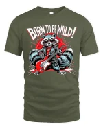 Cute Fluffy Puppy Graphic Tee Adorable Happy Dog Tshirt - military green t-shirt on white background