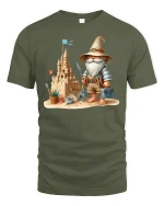 Happy Puppy Breakthrough Tee Cute 3D Dog Cracking Wall Tshirt - military green t-shirt on white background