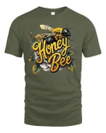 Playful Dalmatian Puppies Riding Horse Graphic Tee - military green t-shirt on white background