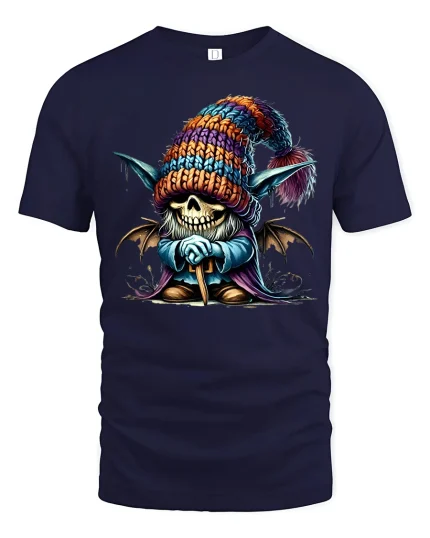 Cute Christmas Bear Holding Pillow Happy Christmas Tee - navy t-shirt on white background