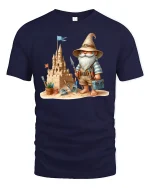 Happy Puppy Breakthrough Tee Cute 3D Dog Cracking Wall Tshirt - navy t-shirt on white background