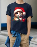 Dripping Blue Hands Up Graphic Tee Street Style Vibes - model wearing navy tee with hands in pockets